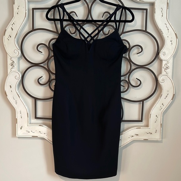 DATIANI Dresses & Skirts - DATIANI DOUBLE CRISSCROSS RACERBACK STRAP MINI DRESS BLACK SIZE 4
